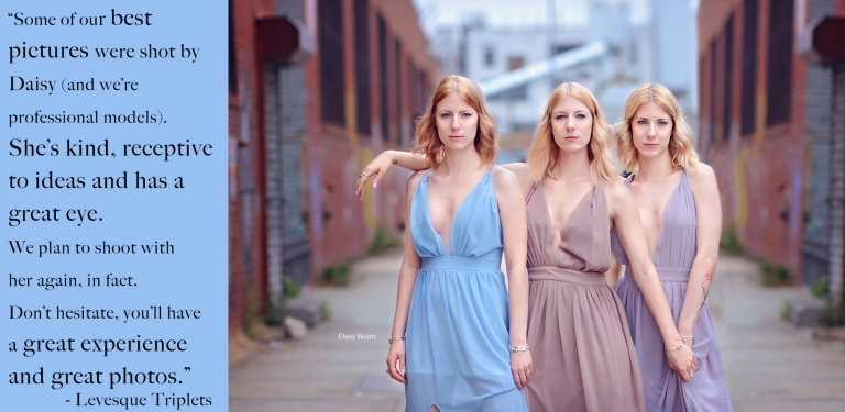 model test shoot of the levesque triplets in nyc by manhattan headshot photographer daisy beatty