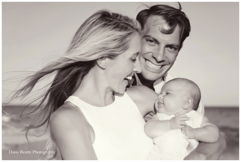 black and white family portrait by hamptons family beach photographer daisy beatty