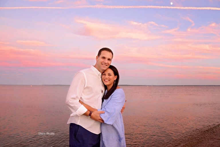 vibrant portrait of a couple at sunset in old greenwich CT by daisy beatty photography